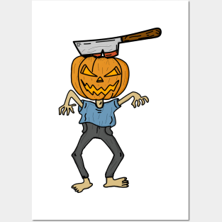 Pumpkin head halloween zombie Posters and Art